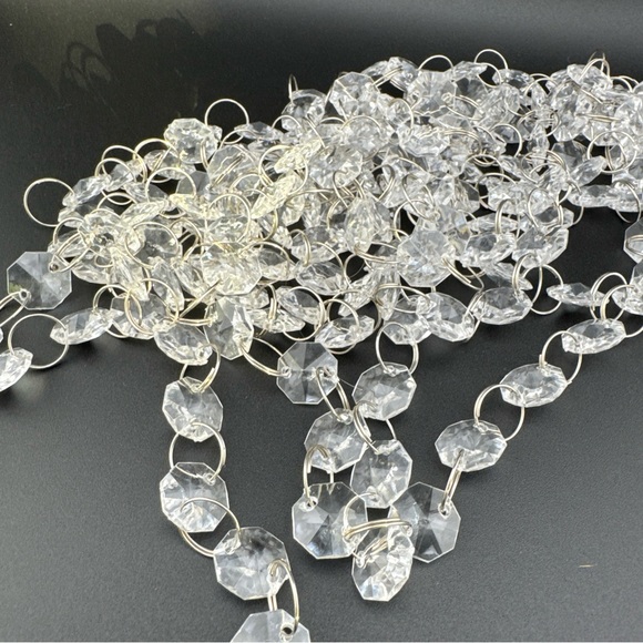Salvaged Strands Graduated Clear Octagon Prism Chandelier Crystal Garlands Set - Picture 2 of 2